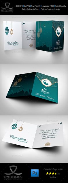 an open brochure is shown with different colors and designs on the front, back and