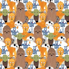 an image of star wars characters in orange and blue colors on a white background with the character