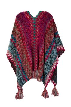 a colorful ponchy with tassels on it