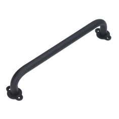 a black metal handle on a white background