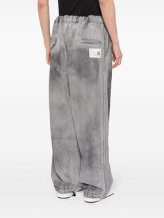 Highlights    - grey  - cotton  - distressed finish  - elasticated waistband  - logo patch to the rear  - wide leg  - two rear welt pockets  - elasticated ankles    composition    cotton 100% Highlights Grey, Easy Tiger, Black Crane, Cotton Trousers, Blue Flats, Pocket Bag, Engineered Garments, Grey Cotton, Welt Pockets