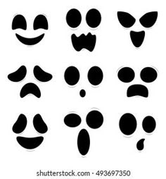 a set of black and white smiley faces