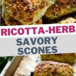 broccoli and carrots with the words ricotta - herb savory scones