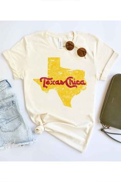 Texas chica graphic tee / t shirt premium cotton unisex sizing classic fit best of the best Texas Shirt Ideas, Tech Girl, Texas Shirt, Suede Outfit, Leopard Outfits, Burgundy Outfit, College Shirts, Plus Size Tees, Texas Tech