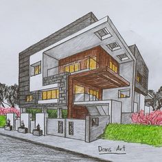 this is a drawing of a house that looks like it has been built into the ground