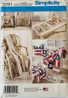 an american flag quilt is featured in this catalog