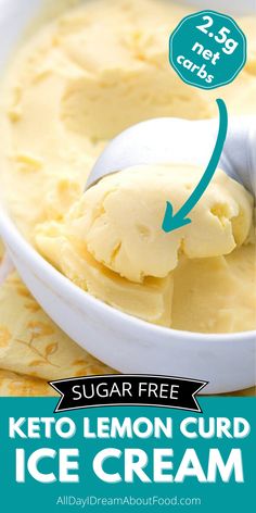 a bowl of keto lemon curd ice cream