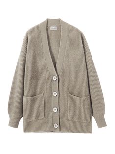 Classic oversized chunky cardigan with distinctive lantern sleeves and patch pockets. This versatile cardigan can easily be worn over denim & T shirt for a casual look, dressed up over a printed dress or as a cozy stand alone V neck top. 100% Cashmere Model is 5'10" wearing size Small Hand Wash Cold or Dry Clean Only Unit (inch) xs/s m/l Body length 26 1/2 27 1/2 Shoulder 22 24 Chest 22 24 Sleeve length 19 20 Oversized Cozy Cardigan With Pockets, Cozy Oversized Cardigan With Pockets, Oversized Cozy Sweater Coat With Pockets, Oversized Beige Cardigan With Button Closure, Cozy Oversized Sweater Coat With Pockets, Oversized Cozy Sweater Coat With Button Closure, Oversized Outerwear With Pockets, Oversized V-neck Outerwear With Pockets, Oversized Button-up Sweater Coat With Pockets