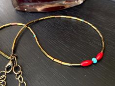 Metallic Bronze AB Golden Necklace Red Coral Necklace - Etsy Red Choker With Adjustable Chain For Gifts, Red Choker With Adjustable Chain As Gift, Red Adjustable Chain Choker As Gift, Red Adjustable Dainty Necklace, Adjustable Red Dainty Necklace, Red Dainty Adjustable Necklace, Dainty Red Necklace With Lobster Clasp, Dainty Adjustable Red Necklace, Dainty Red Necklace With Tiny Beads