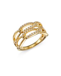 Bloomingdale's Diamond Double Link Ring in 14K Yellow Gold, 0.25 ct. t.w. - 100% Exclusive Mini Jewelry, Link Ring, Light Jewelry, Diamond Jewelry Necklace, Gold Ring Designs, Fine Ring, Peoples Jewellers, Linking Rings, Diamond Brooch