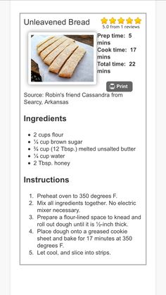 the recipe for bread is displayed on an iphone screen, with instructions to make it