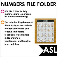 the numbers file folder is filled with pictures and instructions to help students learn how to use them