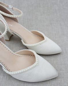 Block Heel with Pearl Detail Bridal Shoes Women Wedding Shoes, Shoes Bridesmaid, Wedding Shoes Bridesmaid, Bridal Shoe, Pearl Shoes, Women's Slip Ons, Bridal Flats, Wedding Shoes Bride, Glamour Nails