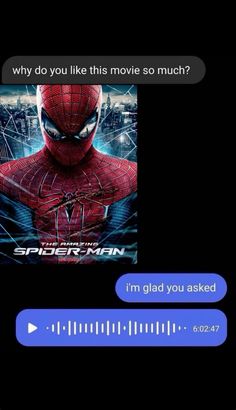 the spider - man movie is shown on an iphone screen, and it's caption