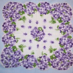 vintage violets hankie Antique Hankies, Small Dollhouse, Ladies Handkerchiefs, Sweet Violets, Beautiful Red Roses, All Things Purple