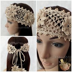 OOAK Irish Lace Crochet Headband Dreadlock Head Wrap beige Boho Wooden Beaded Women Wedding Bridal Cotton Hair Snood #EcoFriendlyCotton #HippieGipsyLace #BohoChicIvory #StretchyHeadband #WeddingBridal #WomensGirlsLadies #ShabbyChicFashion #BeadedHairSnood #SummerGarden #JewelryFlower Adjustable Beaded Headband For Wedding, Handmade Adjustable Cream Headpieces, Handmade Bohemian Hair Accessories For Wedding, Adjustable Handmade Cream Headpieces, Bohemian Handmade Hair Accessories For Wedding, Adjustable Cream Handmade Headpieces, Adjustable Cream Headband, Handmade Bohemian Wedding Hair Accessories, Adjustable Beige Headpieces For Wedding