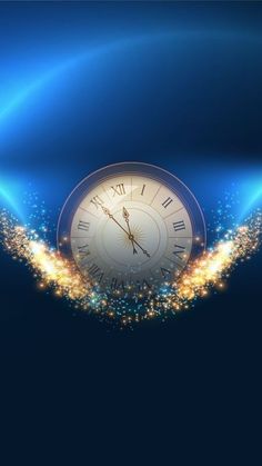 an image of a clock with gold dust coming out of it