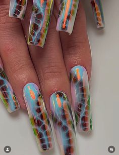 Eye Catching Nails, Burning Man Nails, Nails For Job Interview, Loud Nails, Bright Nail Ideas, Drag Nails, Interesting Nail Designs, Nail Piercing, Crazy Nail Art