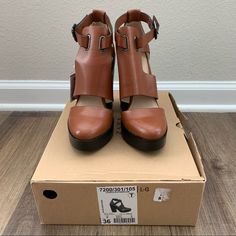 New; Never Used. ~5” Chunky Heel Comes In Original Box. Zara Brown Heels For Formal Occasions, Zara Brown Formal Heels, Zara Leather Heels With 4-inch Heel, Zara High Heel Faux Leather Heels, Zara Brown Closed Toe Heels, Zara Leather Heels For Office, Zara Shoes, Chunky Heel, Chunky Heels