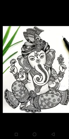 a drawing of an elephant sitting on top of a table