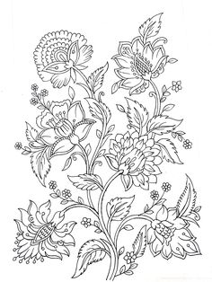 a black and white drawing of flowers