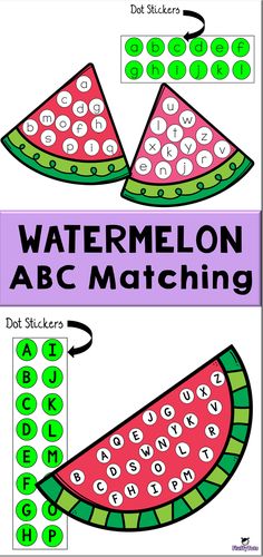 watermelon matching activity for kids to learn how to write the word abc and w