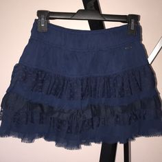 Nwot From Smoke Free/Pet Friendly Home Super Cute Dark Navy Blue Sheer On Trend Layered Mini Fully Lined With Different Sheer Pattern Ruffles Including Sheer Polka Dots Pair With Tights/Leggings And Crop Top For Year Round Good Looks Juniors Small But Runs A Bit Small Mix And Match With My Other Items For Additional Discounts And Combined Shipping! Offers Welcome Too! Girly Closet, Layered Mini Skirt, 2000s Clothes, Blue Sheers, Denim Skirt Women, Skirt Women, Blue Skirt, Dark Navy Blue, Tight Leggings