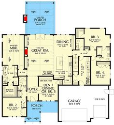 the floor plan for this house is very large and has two master suites on each side