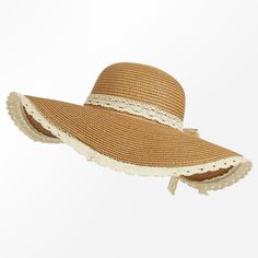 Beat the heat in style with this fashionable straw sun hat. The extra-wide brim provides ample shade and UV protection for your face and neck. The lace trim detail adds a touch of elegance. Lightweight and breathable, it's perfect for sunny days at the beach, outdoor events, or vacations. The durable straw construction ensures lasting quality. Product code: CAC03C4E004HC Brown Summer Visor Straw Hat, Spring Sun Hat With Crochet Trim And Curved Brim, Brown Visor Straw Hat For Summer, Brown Summer Visor Sun Hat, Brown Visor Sun Hat For Summer, Spring Crochet Hat With Adjustable Trim, Beige Sun Hat For Spring Sunbathing, Summer Hats With Crochet Trim, Vacation Hats With Crochet Trim And Curved Brim