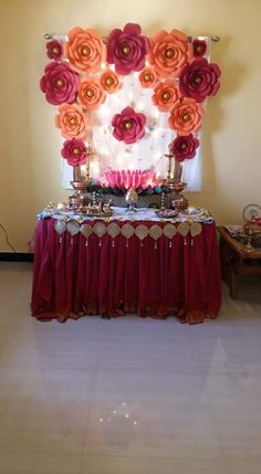 the table is decorated with flowers and candles