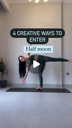 Sarah White | Yoga Teacher Trainer on Instagram: "TRY THESE OUT! 🌙  Because who doesn’t love a half moon right!?   Try these three creative and different ways of getting into half moon and kiss your warrior two to half moon transition goodbye! 🙊  ❓ Have a question - leave it below! ❤️  Shout out to @alicegyoga for the inspiration on the last one!   #creativeyoga #yogatransitions" Yoga Transitions, Sarah White, Yoga Flows, January 12, Kiss You, Last One