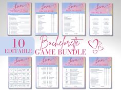 10 editable game bundle with pink and blue background