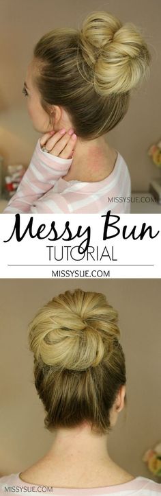 You asked and I (finally!) listened! By far my most requested tutorial, today I am featuring how I create my messy buns! There are three different buns in today’s video with two signature styles and a third one that didn’t have a video but is still… Messy Top Knot Bun, Messy Top Knot, Top Knot Bun, Knot Bun, A Messy Bun, Hair Dos