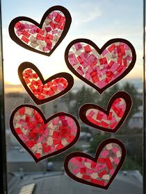 the window is decorated with hearts on it