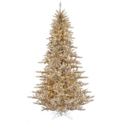 a white christmas tree with lights on it