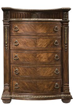 an ornate wooden dresser with drawers