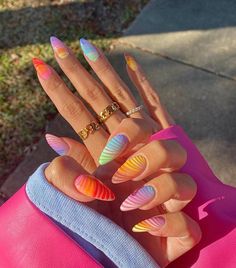 Spring Rainbow, Heart Nail, Vibrant Nails, Bright Nails, Rainbow Nails, Nails 2024, Beach Nails, Nail Designs Spring