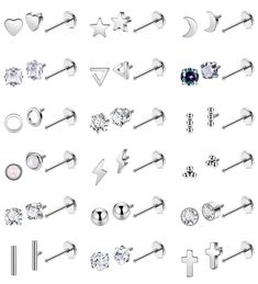 a bunch of different types of piercings on a white background