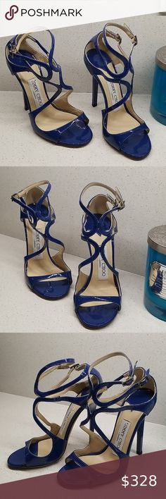 JIMMY CHOO blue patent leather pumps(size 5.5) --NWOT--100% Authentic and luxurious Beautiful and comfortable JIMMY CHOO blue patent leather pumps(only been tried on a few times) Two 5 hole adjustable ankle straps Euro 34/US 5.5 does fit 5.5 perfectly 4.5" Heel height Made in ITALY MSRP $798+tax Dust bag included *****no box***** Ask questions/make reasonable offers please Jimmy Choo Shoes Heels Cinderella Heels, Hot Pink Pumps, Ugg Leather Boots, Jimmy Choo Shoes Heels, Jimmy Choo Sandals, Jimmy Choo Pumps, Black Patent Heels, Leopard Print Heels, Jimmy Choo Heels