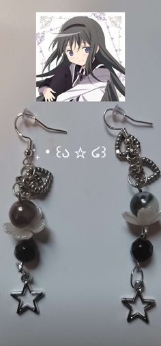 homura akemi soul gem inspired earrings just as cute as the real thing except no magical girl contract with kyubey! this took me about 30 minutes for each one mostly because im a beginner but i am getting better! i also really love madoka magica so i just had to make these! Homura Soul Gem, Madoka Magica Merch, Madoka Magica Jewelry, Homura Keychain, Puella Magi Madoka Magica Soul Gem, Magical Girl, Diy Inspiration