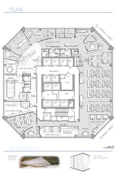 the floor plan for an office building with multiple floors and several rooms, including one bedroom