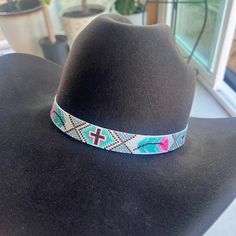 Custom Beaded Hatband Made to Order - Etsy Canada Bohemian Adjustable Headband Hat, Adjustable Multicolor Beaded Hats, Custom Adjustable Hat Bands For Festivals, Adjustable Multicolor Beaded Hat Bands, Handmade Multicolor Southwestern Hats, Handmade Southwestern Multicolor Hats, Custom Handmade Hat Band For Gift, Adjustable Multicolor Southwestern Hat Bands, Southwestern Adjustable Multicolor Hat Bands