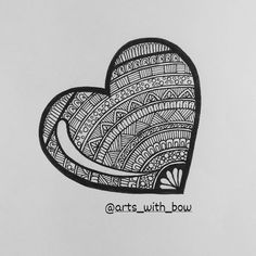 a black and white drawing of a heart with the words arts with bow