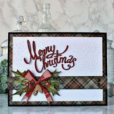 a christmas card with a bow on it