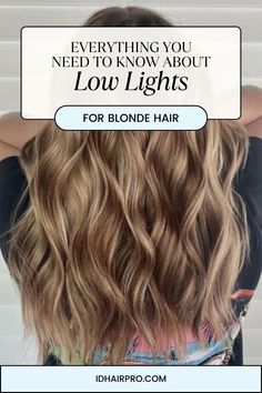 Back view of a woman with blonde hair featuring low lights, providing tips on adding depth and volume to blonde hair using low lights, choosing the right shade, and maintaining vibrant color. Blonde Hair Lowlights Dark, Adding Low Lights To Blonde Hair Before And After, Add Brown Lowlights To Blonde Hair, Partial High And Low Lights, Adding Low Lights To Highlighted Hair, Low Lights In Blond Hair, Diy Low Lights Hair At Home, Lowlights On Dark Blonde Hair, How To Add Lowlights To Blonde Hair Diy