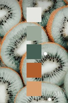 kiwis with different colors on them are arranged in the same pattern as each other