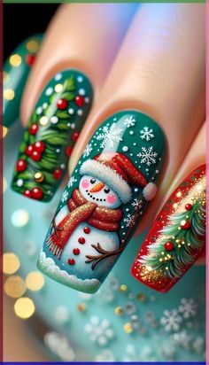 December Manicure, Nails Snowman, Snowman Nail, Nails December, Snowman Nail Art, Wonderland Nails, Nails Xmas, Fall Baddie, Holiday Manicure