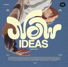 a poster with the words slow ideas written in white on a blue background and an image of a woman's hand reaching for something