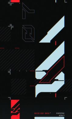 an abstract poster with lines and shapes