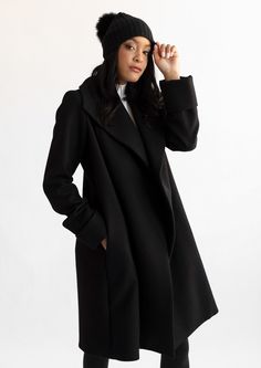 Experience the perfect fusion of elegance, warmth, and ethical craftsmanship with our classic and timeless black wool coat for women. Eclipse Photoshoot, Aethstetic Outfits, Coat Check, Knee Length Coat, Long Rain Coat, Check Coat, Black Wool Coat, Anime Things, Wool Overcoat